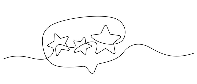 one line drawing of review stars user experience continuous