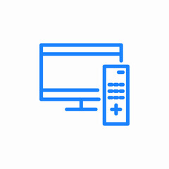 tv with remote icon sign vector