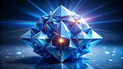 Closeup of a brilliant blue diamond gemstone with a geometric design