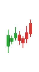 Obraz premium A 3D Candlestick Chart Illustrating Market Trends with Green and Red Candles on a Transparent Background, Ideal for Financial Analysis and Investment Visualizations