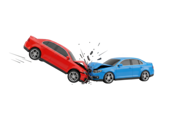 Car Crash Accident Illustration Depicting Vehicle Collision and Damage for Insurance Claims and Road Safety Awareness with a Transparent Background