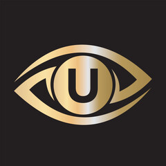 Fototapeta premium Initial Eye Logo combine with letter U vector template