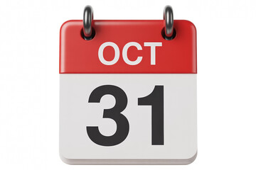 Fototapeta premium October 31st Calendar Page with Low Feedback Design for Halloween Season Planning and Scheduling, a Reminder of the Date on a Transparent Backdrop