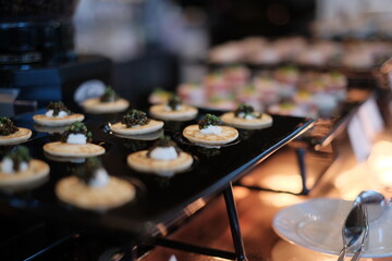 canape, michelin restaurant snack fine dining mixed canape selection platter buffet 