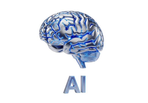 3D Model of a Brain with AI Circuitry Representing Artificial Intelligence Technology and Cognitive Computing for Machine Learning and Neural Networks