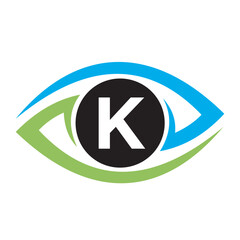 Initial Eye Logo combine with letter K vector template