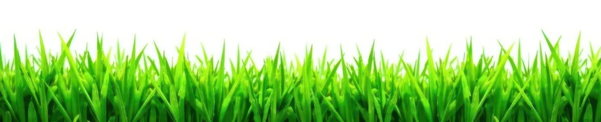 Lush green grass patch, cleanly cut, isolated on pure white ,  photosynthetic,  spring