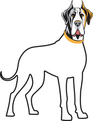 Elegant Great Dane Dog Silhouette with Detailed Facial Features