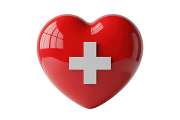 Fototapeta premium Red Heart with Medical Cross Symbol Displaying Low Feedback Healthcare Concept on Transparent Backdrop for Health, Aid, and Support
