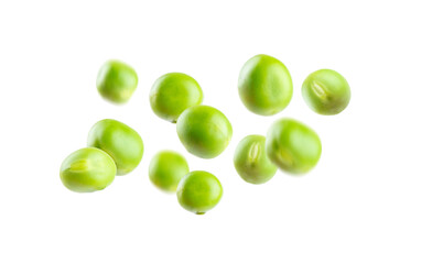 Fresh green pea pods with green peas isolated on white background. Sweet green peas. Green pea beans vegetables. Vegan. healthy vegetable