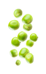 Fresh green pea pods with green peas isolated on white background. Sweet green peas. Green pea beans vegetables. Vegan. healthy vegetable