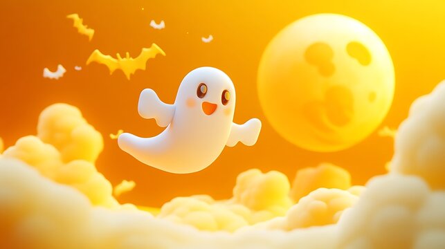 Cute ghost in clouds