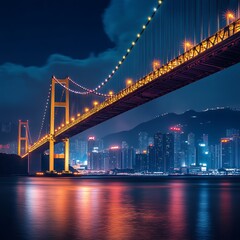 Fototapeta premium Evening george washington bridge lights shining across skyline image