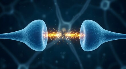 Closeup of a synapse, the structure that permits a neuron to pass an electrical or chemical signal to another neuron, essential for brain function and communication
