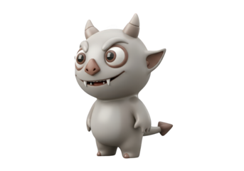 A Mischievous Cartoon Demon Character with Horns and a Tail Standing on a Transparent Background, Perfect for Halloween or Fantasy-Themed Designs and Illustrations