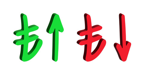 3d turkish lira currency symbol Growth and fall profit with arrow up and down Element for design