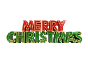 Festive Season Greetings with 3D Rendered Merry Text on Transparent Backdrop, Ideal for Holiday Designs and Digital Cards, Spreading Joy and Warmth in Style