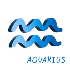 3d aquarius zodiac sign Astrology clipart Element for design
