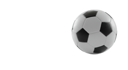 A pristine black and white soccer ball on a light high-gloss surface with geometric lines, sharp focus, high-key studio lighting, representing strategic goal achievement