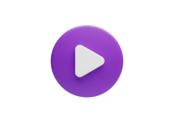A 3D Render of a Play Button Icon in Purple Against a Transparent Backdrop, Ideal for Multimedia Projects and User Interface Design Elements