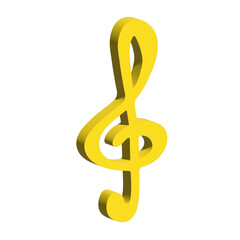 Obraz premium 3d treble clef. Hand drawn musical symbol. Single element for print, web, design, decor, logo