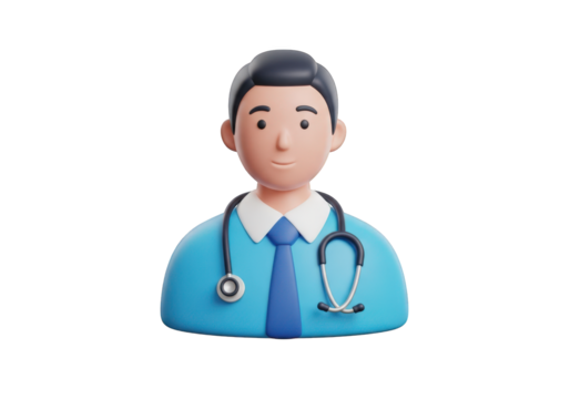 3D Render of a Cartoon Doctor with Stethoscope on Transparent Background, Perfect for Medical Illustrations and Healthcare Related Visuals