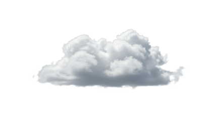 Pristine, isolated cumulus cloud with volumetric detail and subtle shadows, against a seamless transparent background, soft diffused light. Concept for cloud technology and data innovation