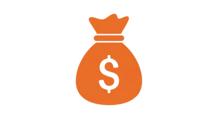 Orange Money Bag Icon on Transparent Background Financial Wealth Symbol