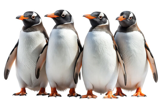 Gentoo Penguins Isolated on White Background - Powered by Adobe