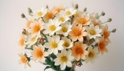 A stunning bouquet of peach and white flowers, perfect for any occasion, with delicate petals.