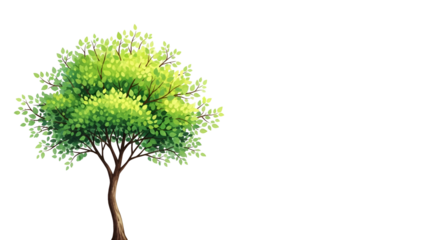 Colorful Green Tree Illustration on Transparent Background for Nature and Environment Design