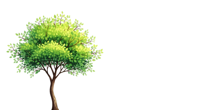 Colorful Green Tree Illustration on Transparent Background for Nature and Environment Design - Powered by Adobe