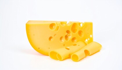 Traditional Swiss cheese isolated on white background. Ideal for food catalogs, restaurant ads, and culinary branding.