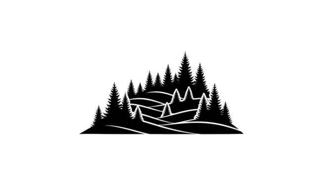 Abstract Digital Tree Forest in Monochrome Style with Geometric Design for Modern Art and Technology Themes