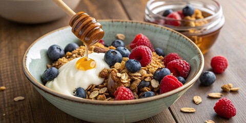 Honey Drizzled Yogurt Bowl with Fresh Berries