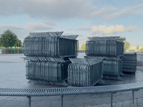 Perimeter fencing stacked for creating security barrier
