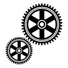 Vector Gear Icon, Mechanical Cogwheel Illustration, Black Gear Symbol, Engineering and Machine Part Vector