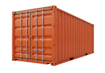 Orange Cargo Container Shipping and Logistics isolated on transparent background