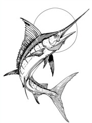 Jumping swordfish coloring page
