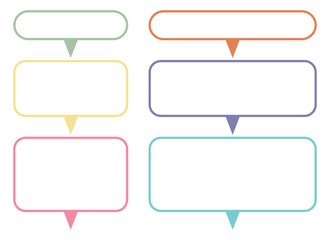 Fototapeta premium This image is an illustration of a flowchart diagram. It contains six colored text bubbles connected by downward-pointing triangles, ready for content insertion. The image is clean.