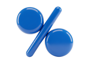 Vibrant Blue Percentage Symbol Isolated on Black Background for Financial and Promotional Marketing Designs