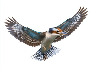 Obraz premium Colorful bird with striking plumage is soaring gracefully through the air, showcasing its vibrant feathers and dynamic wingspan in a captivating display of nature's beauty