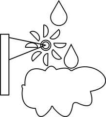 Water energy icon with droplets and turbine wheel representing hydroelectric power, renewable energy source and eco electricity with transparent background