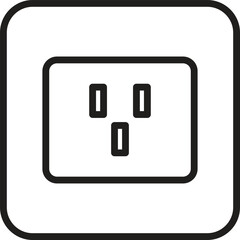Wall power socket icon representing electrical outlet, electricity plug-in point, energy connection and household utility with transparent background