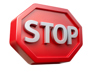 Red Stop Sign with White Letters Isolated on Black Background Traffic Safety and Regulation Concept 3D Rendering