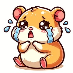 Cute hamster crying cartoon vector icon illustration