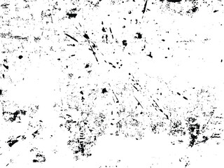 A high contrast, black and white image presenting a distressed pattern. Rough textures, splatters, and imperfections create an aged or grunge appearance on the surface.