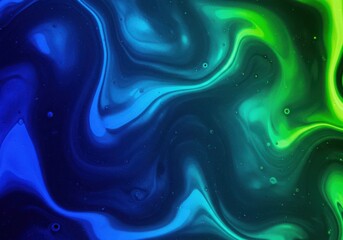 Obraz premium Abstract blue and green fluid art background with vibrant colors and smooth gradients creates a mesmerizing texture