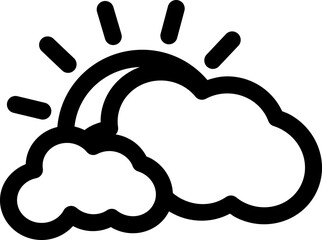 Outline weather icon of a sun behind a cloud, representing partly cloudy or partly sunny weather. Minimal line design, perfect for apps, websites, forecasts, and UI/UX projects