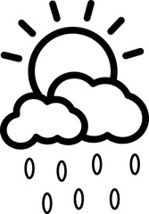 Minimalist line icon of cloud with the sun, representing partly sunny weather conditions. Ideal for mobile weather apps, websites, infographics, and UI elements